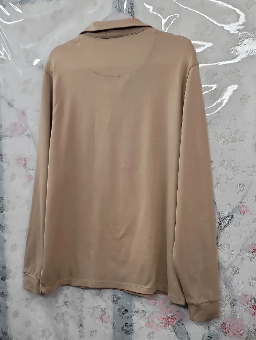 Burberry Tan Quarter Zip Pullover Sweater with Signature Check Collar Size XL
